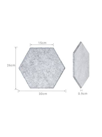 relaxdays 18 x Akustikplatten „Hexagon“ in Grau – 30 x 26 cm