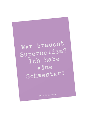 Mr. & Mrs. Panda Postkarte Spruch Liebe Schwester mit Spruch in Lavendeltraum