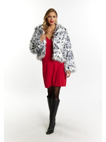 faina Faux Fur Blouson in Schwarz Weiss