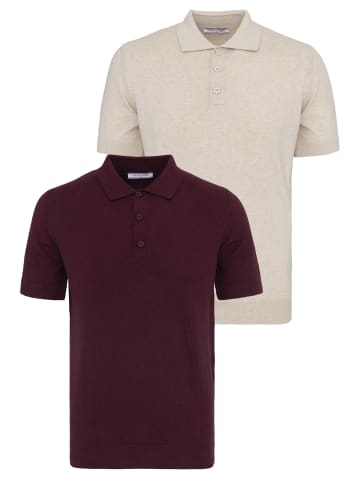 Felix Hardy Polo Shirt Kurzarm in Beige-Bordeaux