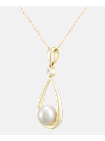 Diamant L'éternel Halskette mit Anhänger aus 375 Gelbgold mit Diamant mit Perle