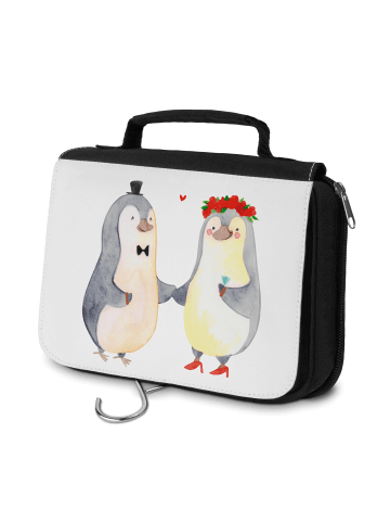 Mr. & Mrs. Panda Kulturbeutel Pinguin Heirat ohne Spruch in Weiß