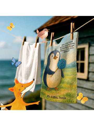 Mr. & Mrs. Panda Handtuch Pinguin Lolli Design mit Spruch in Weiß