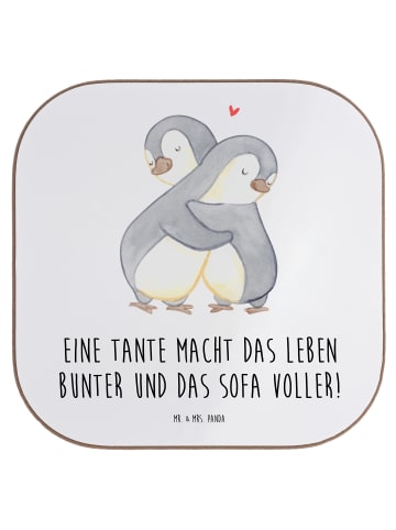 Mr. & Mrs. Panda Untersetzer für Gläser Bunte Tante mit Spruch in Weiß