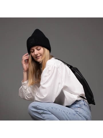 FEYNSINN Leder-Rucksack echt Leder Bucket-drawstring groß schwarz in schwarz