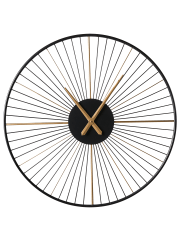 Beliani Wanduhr SAZAIS in Schwarz/Gold - (W) 80 x (H) 80 x (L) 1 cm
