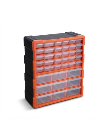 relaxdays Kleinteilemagazin in Schwarz/ Orange - (B)38 x (H)47 x (T)16 cm