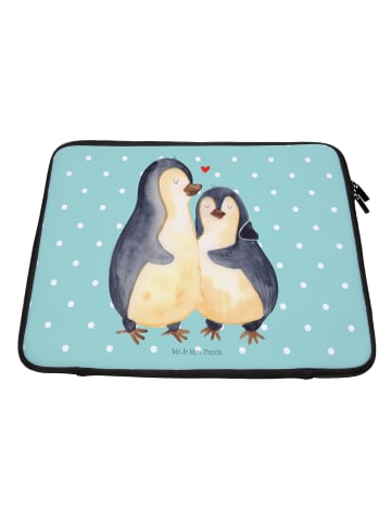 Mr. & Mrs. Panda Notebook Tasche Pinguin umarmen ohne Spruch in Türkis Pastell