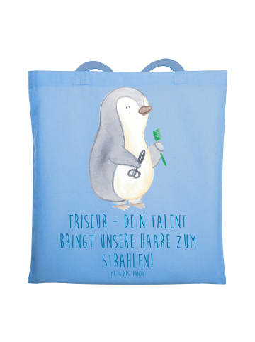 Mr. & Mrs. Panda Einkaufstasche Baumwolle Friseur Talent mit Spruch in Sky Blue