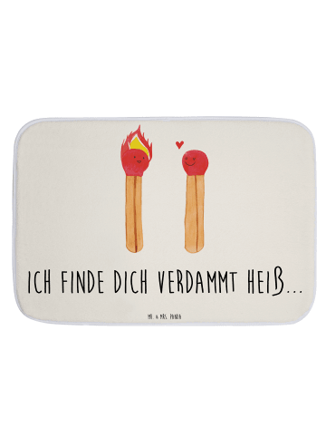 Mr. & Mrs. Panda Badteppich Streichhölzer mit Spruch in Weiß