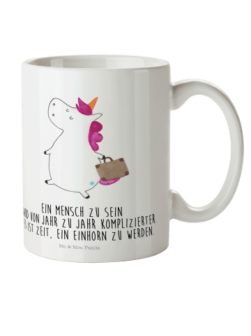 Mr. & Mrs. Panda Kindertasse Einhorn Koffer mit Spruch in Weiß