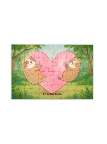 Mr. & Mrs. Panda Puzzle Faultiere Herz Design ohne Spruch in Weiß