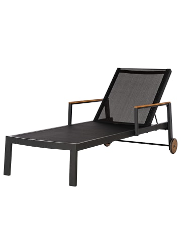 home24 Gartenliege Daly mit Gitterstoff in Braun / Schwarz