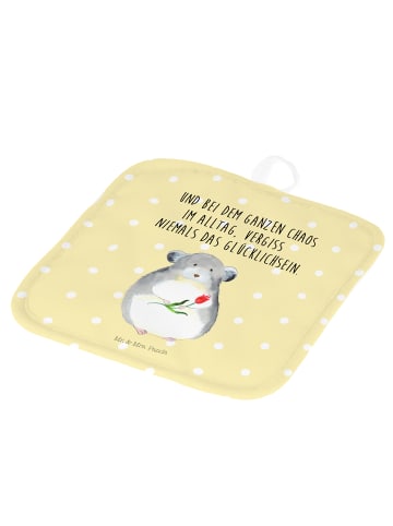 Mr. & Mrs. Panda 2er Set Topflappen  Chinchilla Blume mit Spruch in Gelb Pastell