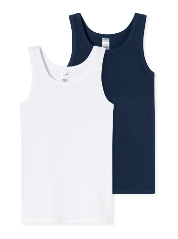 Schiesser Unterhemd 95/5 Multipacks in weiss, dunkelblau