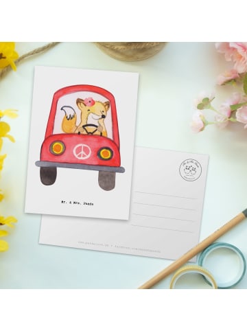Mr. & Mrs. Panda Postkarte Fahrlehrerin Herz ohne Spruch in Weiß