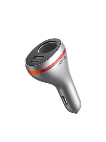 Ugreen Autoladegerät 24W USB-C, USB-A in Silber Zigarettenanzünderbuchse in Silber
