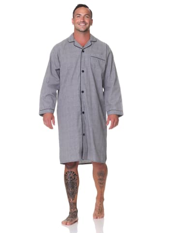 NORMANN Langarm Nachthemd gewebt - 88880 in dunkelgrau