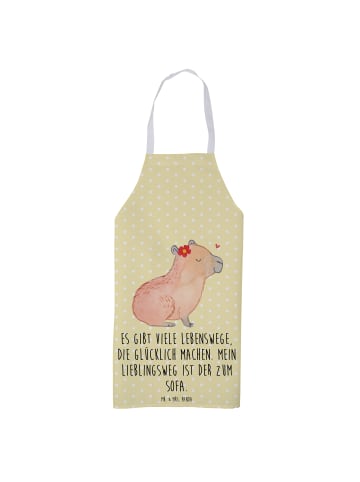 Mr. & Mrs. Panda Latzschürze Capybara Blume mit Spruch in Gelb Pastell