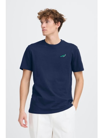 CASUAL FRIDAY Kurzarmshirt Rundhals Stickerei Regular Fit in Blau-2