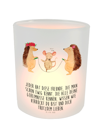 Mr. & Mrs. Panda Teelichtglas Igel Seilhüpfen mit Spruch in Transparent