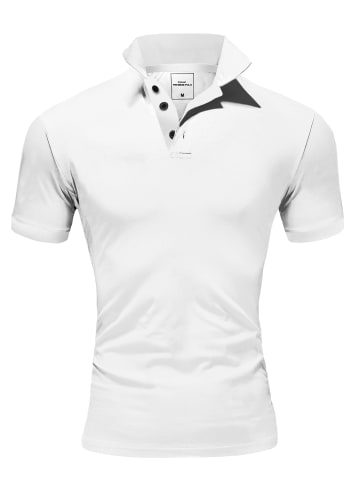 Amaci&Sons Basic Kurzarm Poloshirt MAINE in Weiß