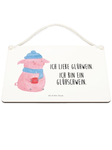 Mr. & Mrs. Panda Deko Schild Schwein Glühwein mit Spruch in Weiß