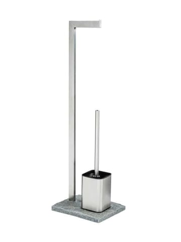 Wenko 20604100, Stand WC Garnitur, granit in Grau, (B) 23 x (H) 73,5 x (L) 20 cm