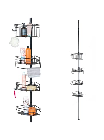 bremermann Teleskop-Badregal, 4 Ablagekörbe in Schwarz