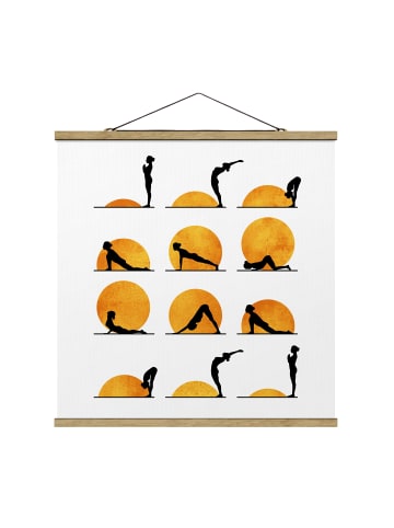 WALLART Stoffbild mit Posterleisten - Yoga - Der Sonnengruß in Orange