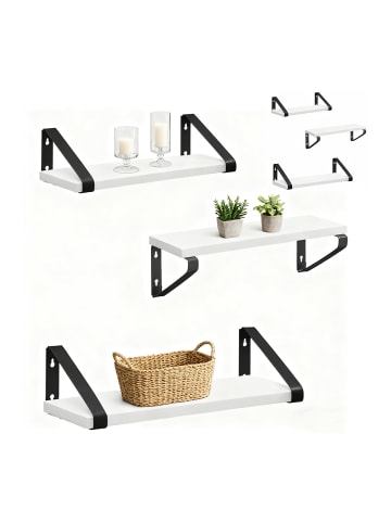relaxdays 6-tlg. Wandregal Set in Weiß/ Schwarz