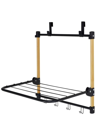 relaxdays Wäscheständer in Schwarz/ Natur - (B)45 x (H)40 x (T)30 cm