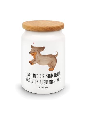 Mr. & Mrs. Panda zuckerdose Hund Dackel mit Spruch in Weiß