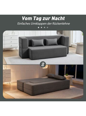 HOMCOM Schlafsofa-203L x 95B x 75H cm-Grau