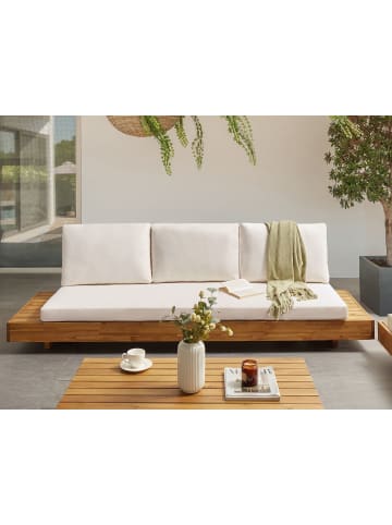 Beliani Gartensofa MARETTIMO in Braun/Weiß - (W) 230 x (H) 70 x (L) 68 cm