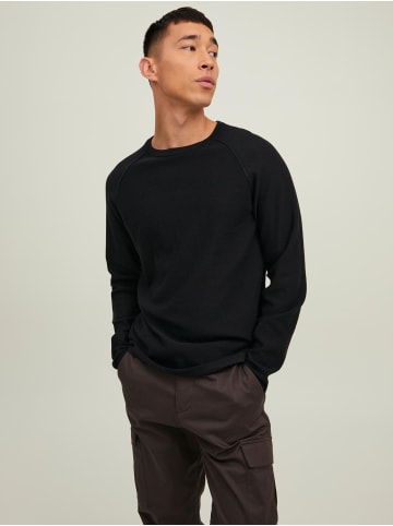 Jack & Jones Dünner Langarm Strickpullover Basic Sweater Meliert JCOBERG in Schwarz