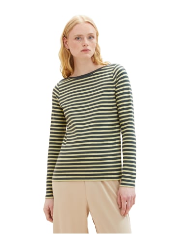 Tom Tailor Gestreiftes Langarm Shirt Basic Pullover in Grün