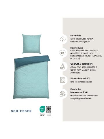 Schiesser Renforcé Bettwäscheset Doubleface in Türkis