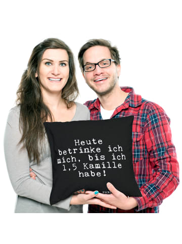 Mr. & Mrs. Panda Kissen Heute betrinke ich mich,... mit Spruch in Schwarz