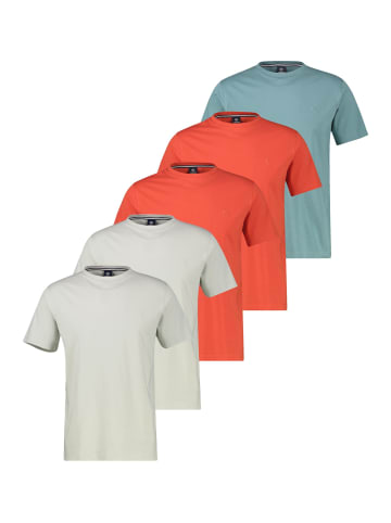 Lerros T-Shirt Basic in Hellgrau / rot / petrol