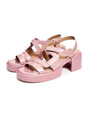 CESARE GASPARI Sandalen mit Blockabsatz aus Leder in Pink