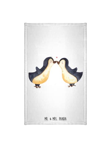 Mr. & Mrs. Panda Gästehandtücher Pinguin Liebe ohne Spruch in Weiß