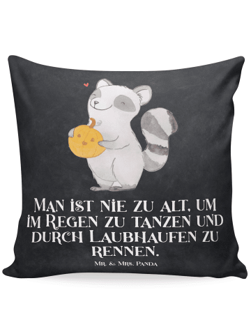 Mr. & Mrs. Panda Kissen 40x40 Waschbär Kürbis mit Spruch in Kreidetafel
