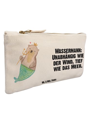 Mr. & Mrs. Panda Schminktasche Wassermann Astrologie mit Spruch in Weiß