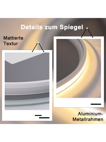 ZMH Badspiegel mit Beleuchtung in Nickel rund Dimmbar Aluminium Ø50cm