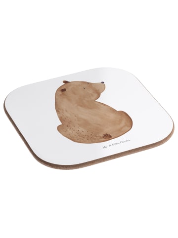 Mr. & Mrs. Panda Glasuntersetzer Bär Schulterblick ohne Spruch in Weiß