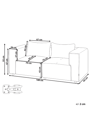 Beliani 2-tlg Modulsofa AXEBO in Braun
