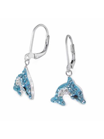 schmuck23 Ohrringe 925 Silber Delfin in Blau