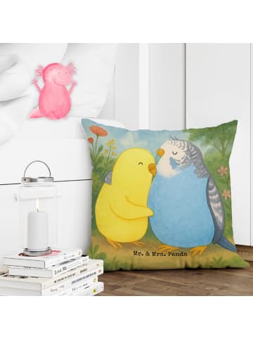 Mr. & Mrs. Panda Kopfkissen Wellensittich Liebe Design ohne Spruch in Weiß