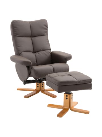 HOMCOM Relaxsessel mit Hocker in Braun 80L x 86B x 99H cm